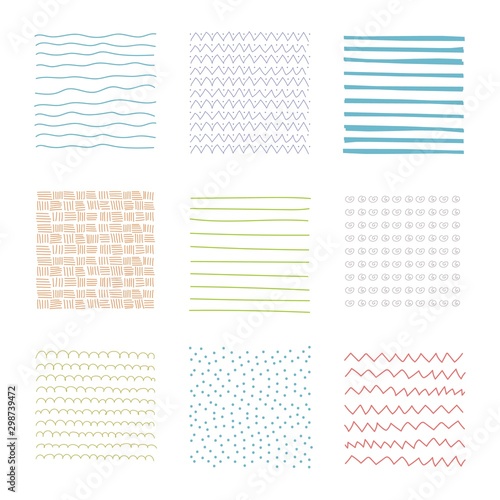 Fototapeta Naklejka Na Ścianę i Meble -  Simple sketch texture. Set of hand drawn design elements. Vector abstract textures.