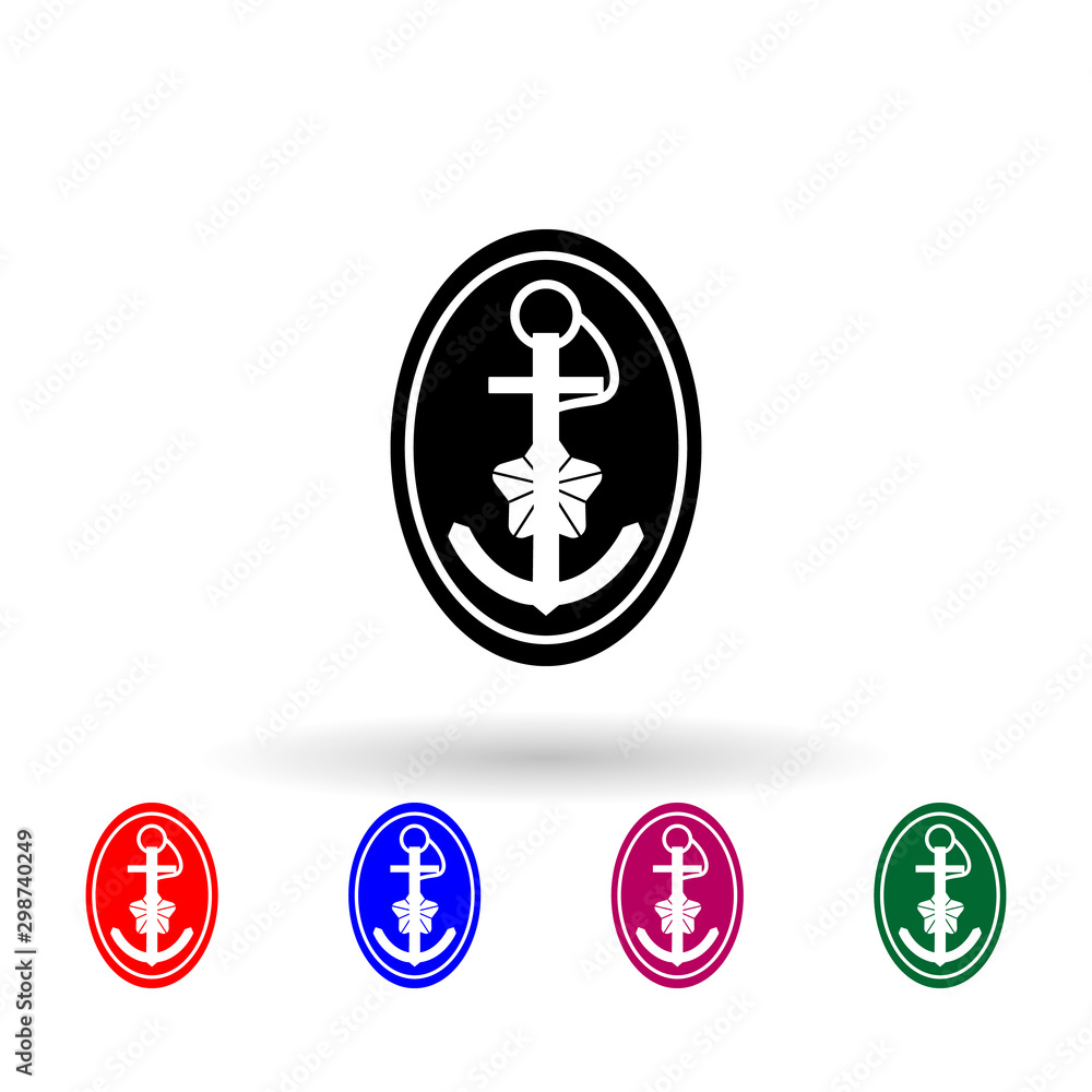 Japan cap badge petty officers military ranks and insignia multi color icon. Simple glyph, flat vector of military ranks and insignia of japan icons for ui and ux, website Japan cap badge petty officers military ranks and insignia multi color icon. Simple glyph, flat vector of military ranks and insignia of japan icons for ui and ux, website