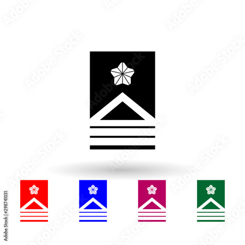 Japan sergeant major military ranks and insignia multi color icon. Simple glyph, flat vector of military ranks and insignia of japan icons for ui and ux, website or mobile