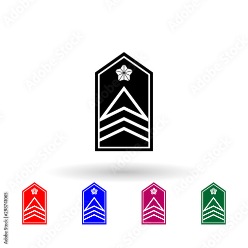 Japan sergeant major military ranks and insignia multi color icon. Simple glyph, flat vector of military ranks and insignia of japan icons for ui and ux, website or mobile