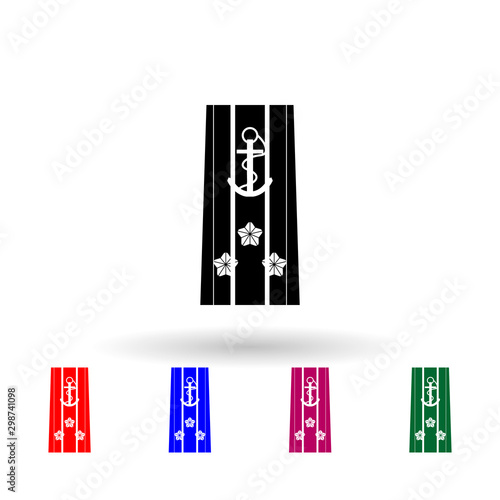 Japan vice admiral military ranks and insignia multi color icon. Simple glyph, flat vector of military ranks and insignia of japan icons for ui and ux, website or mobile