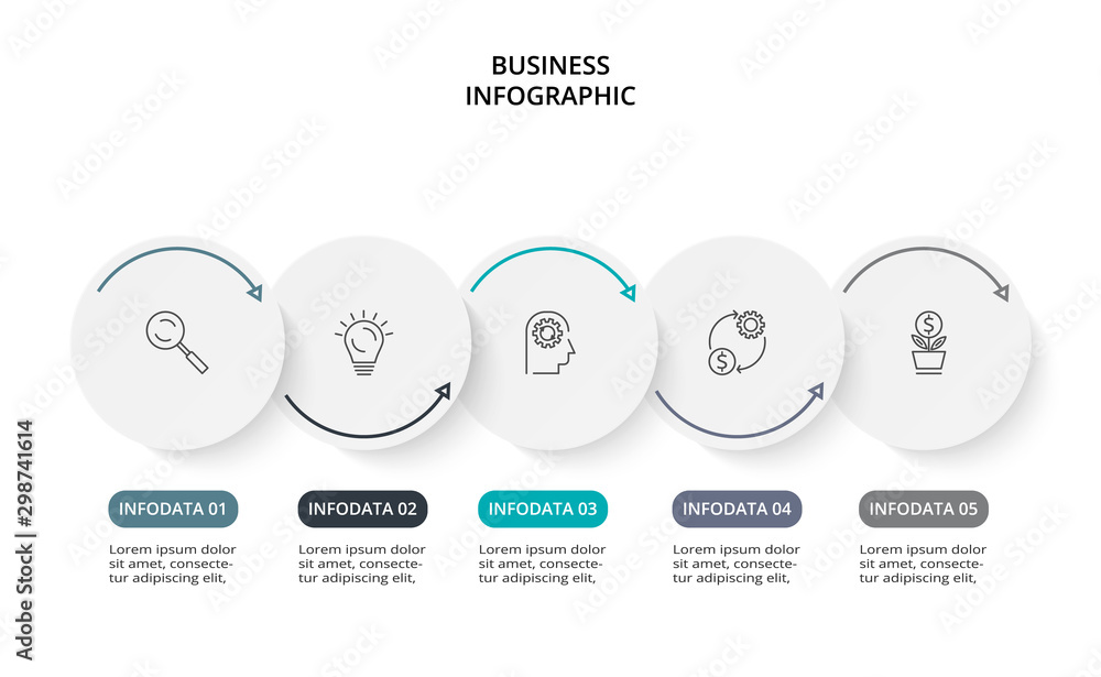 Circle elements of graph, diagram with 5 steps, options, parts or processes. Template for infographic, presentation. Circle elements of graph, diagram with 5 steps, options, parts or processes. Template for infographic, presentation.