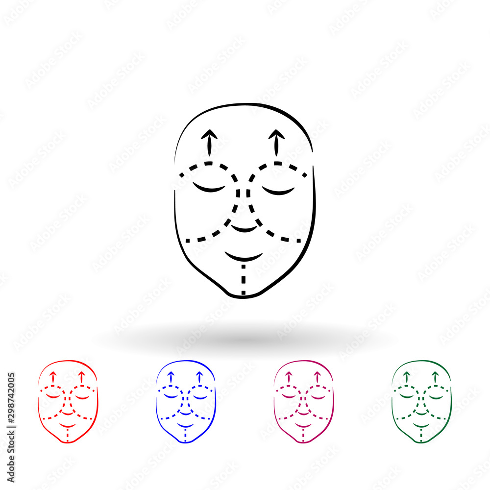 Facelift multi color icon. Simple outline, thin line vector of antiaging icons for ui and ux, website or mobile application Facelift multi color icon. Simple outline, thin line vector of antiaging icons for ui and ux, website or mobile application