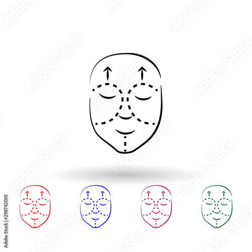 Facelift multi color icon. Simple outline, thin line vector of antiaging icons for ui and ux, website or mobile application