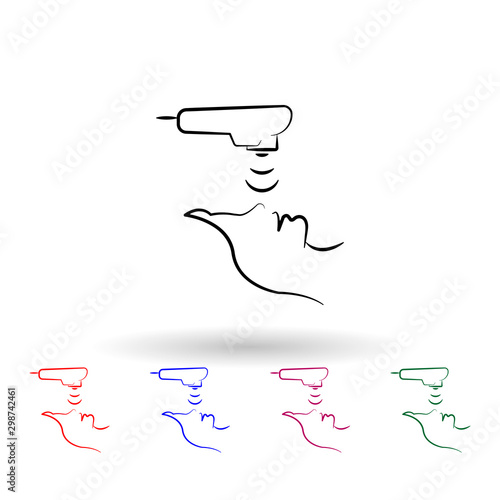 Face brashing multi color icon. Simple outline, thin line vector of antiaging icons for ui and ux, website or mobile application