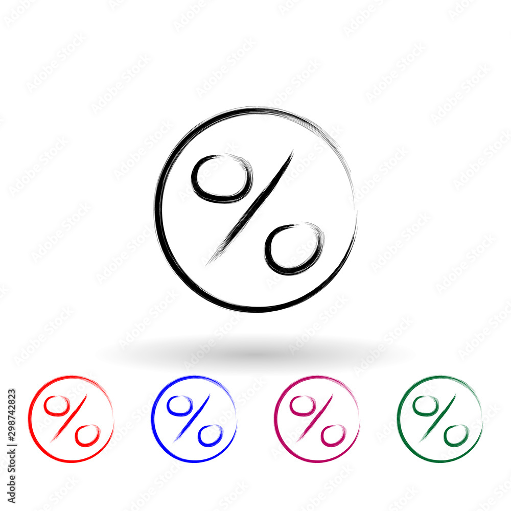 Percent sign sketch style multi color icon. Simple thin line, outline vector of banking icons for ui and ux, website or mobile application Percent sign sketch style multi color icon. Simple thin line, outline vector of banking icons for ui and ux, website or mobile application
