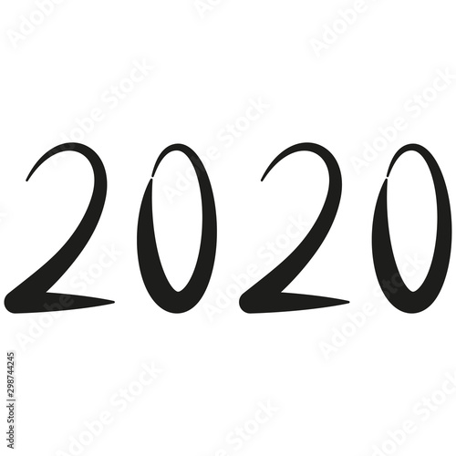 2020 Happy New Year hand dr...