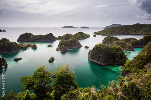 View to Piaynemo islands from the viewpoint, Raja Ampat, Indonesia © Maygutyak