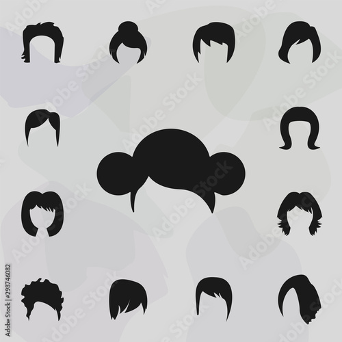 Hair, woman, haircut, doubl bun icon. Haircut icons universal set for web and mobile