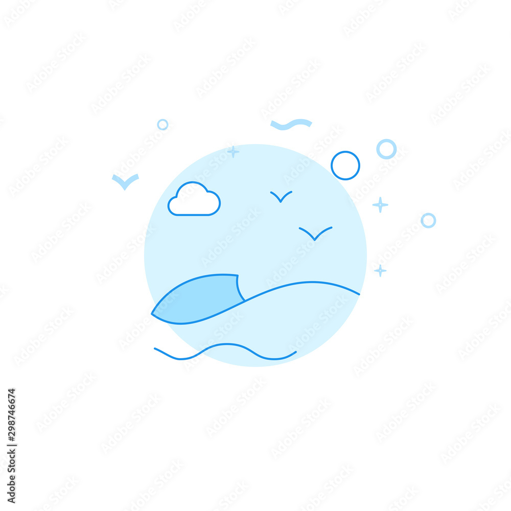Sea wave flat vector icon. Filled line style. Blue monochrome design. Editable stroke Sea wave flat vector icon. Filled line style. Blue monochrome design. Editable stroke
