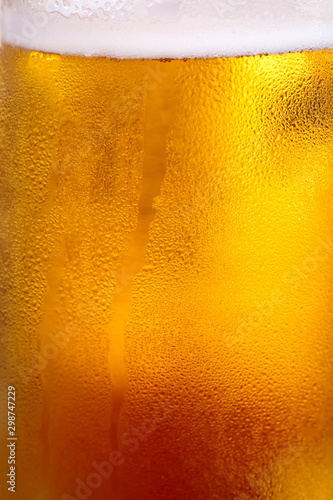 Closeup with fresh beer