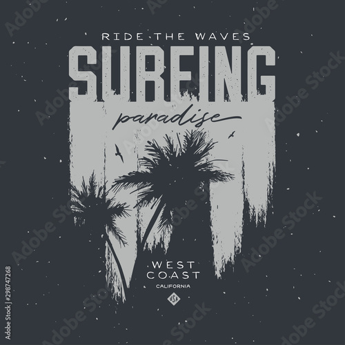 California surfing t-shirt apparel design. Vector illustration.