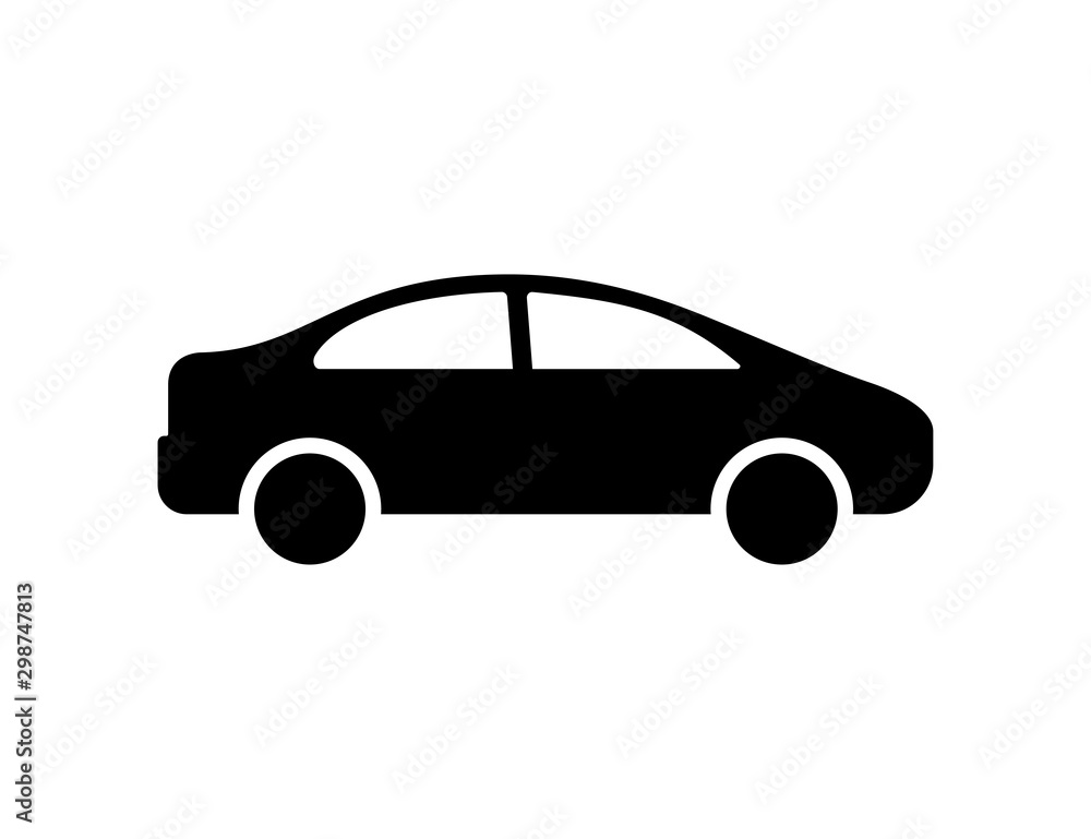 Car icon isolated vector element. Black car sign. Graphic vector Silhouette symbol. Car wheel.