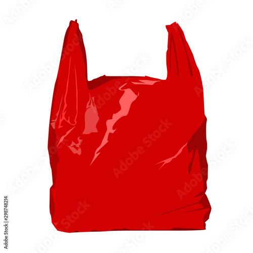 red plastic bag realistic vector illustration isolated