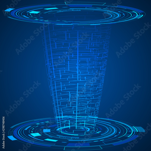 Digital futuristic technology background vector illustration. Global isometric ecosystem. Abstract cyberspace network innovation design. For iot, smarthome connection, web internet of things template
