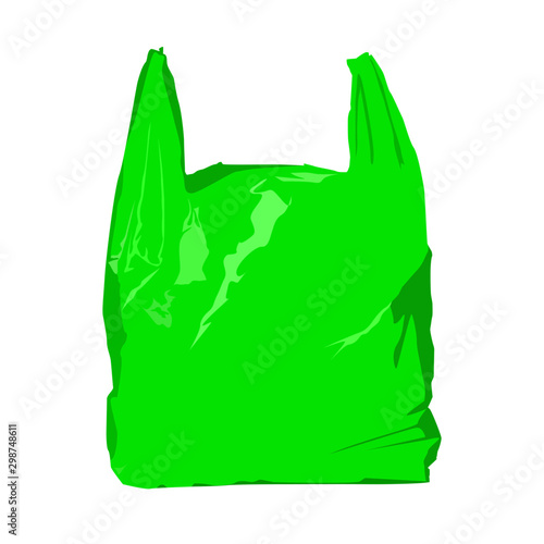 green plastic bag realistic vector illustration isolated
