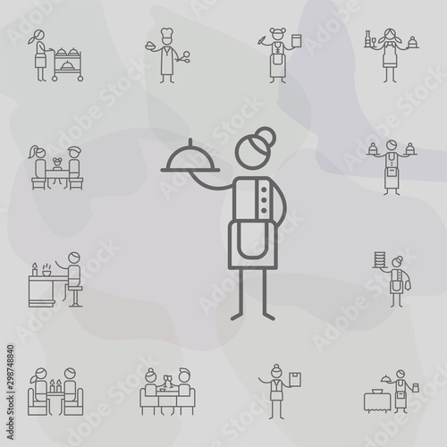 Tray, waitress, restaurant icon. Restaurant icons universal set for web and mobile