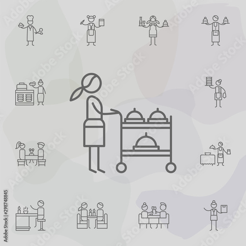 Serving cart, waitress icon. Restaurant icons universal set for web and mobile