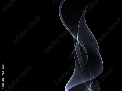 Abstract Blue Smoke Wave On Black