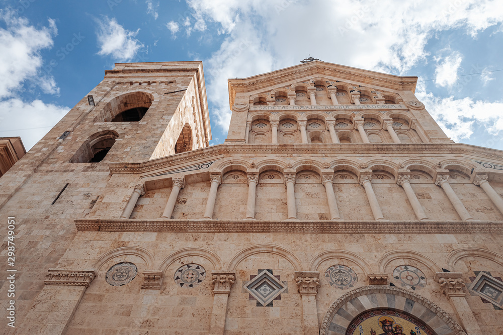 CAGLIARI, ITALY /OCTOBER 2019: Detail view of the Saint Mary cathedral in the old town