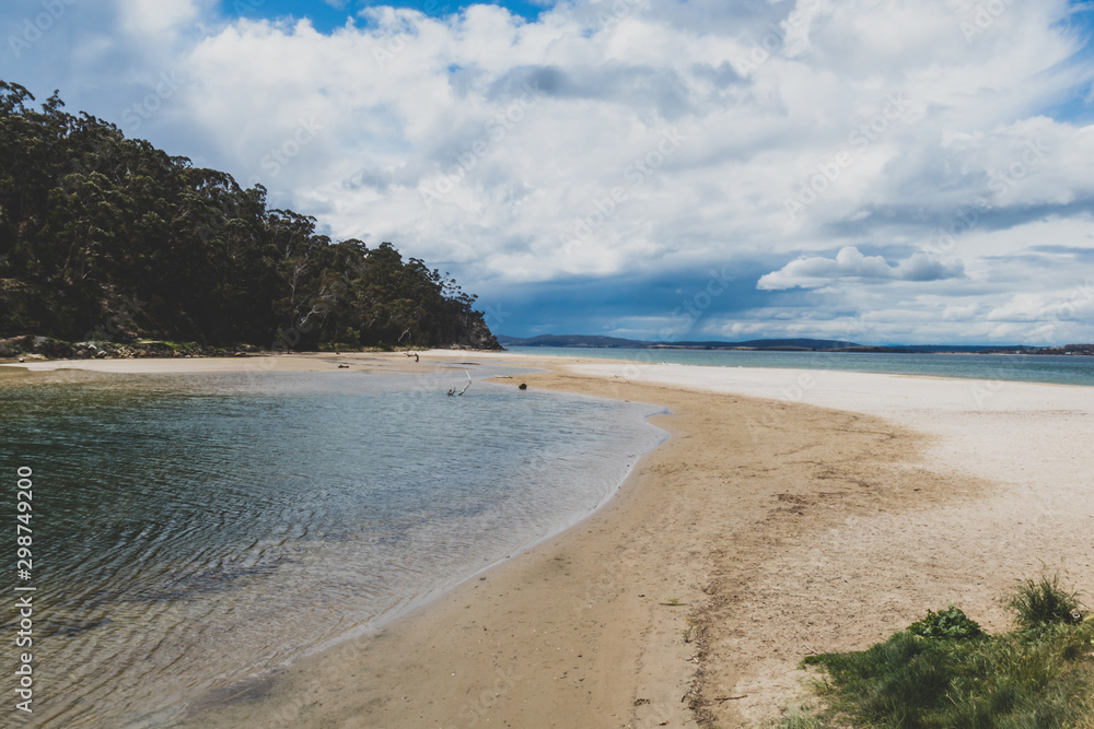 pristine Australian coastline and beach landscape in Tasmania