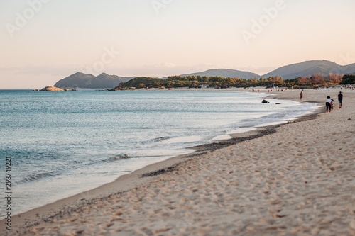 MURAVERA SARDINIA / OCTOBER 2019: The beautiful sand beach of Costa Rei, south of Sardinia photo