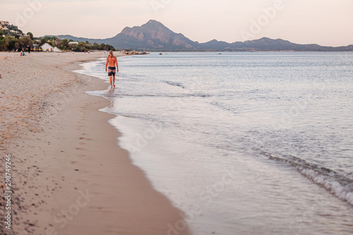 MURAVERA SARDINIA / OCTOBER 2019: The beautiful sand beach of Costa Rei, south of Sardinia