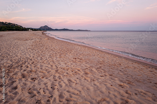 MURAVERA SARDINIA / OCTOBER 2019: The beautiful sand beach of Costa Rei, south of Sardinia photo