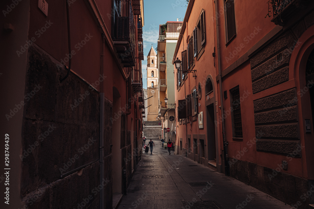 CAGLIARI, ITALY /OCTOBER 2019: Street life in the old town
