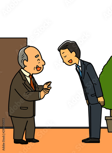 イラスト｜高齢者｜おじいちゃん｜社長｜謙虚｜背景ナシ