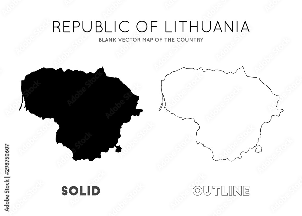 Lithuania map. Blank vector map of the Country. Borders of Lithuania for your infographic. Vector illustration.