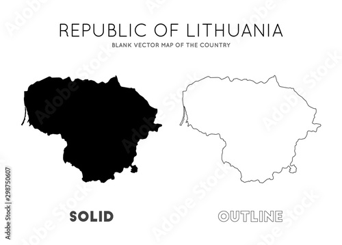 Lithuania map. Blank vector map of the country. Borders of Lithuania for your infographic. Vector illustration.