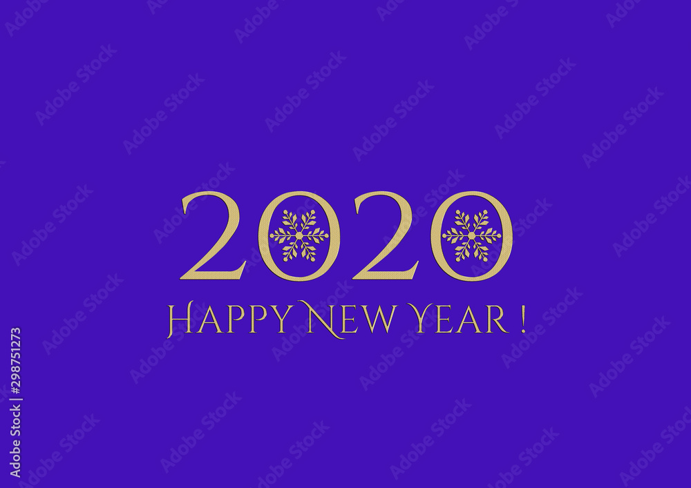 Naklejka premium 2020, golden, showflakes