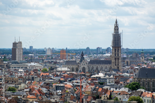 Cityscape  old Belgian city Antwerpen  view from above