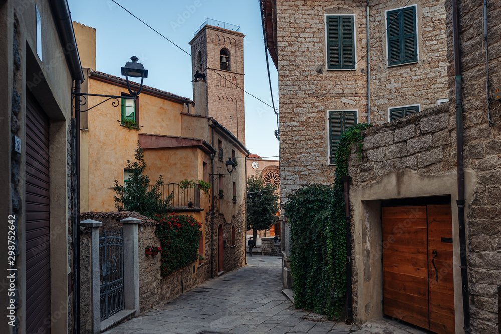 GAVOI, ITALY / OCTOBER 2019: Street life in the rural village in Barbagia, Sardinia