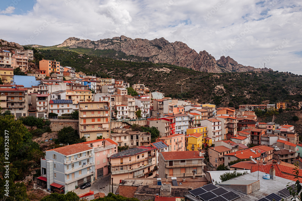 VILLAGRANDE STRISAILI, ITALY / OCTOBER 2019: scenic panoramic view of the town with the highest number of living centenaries people