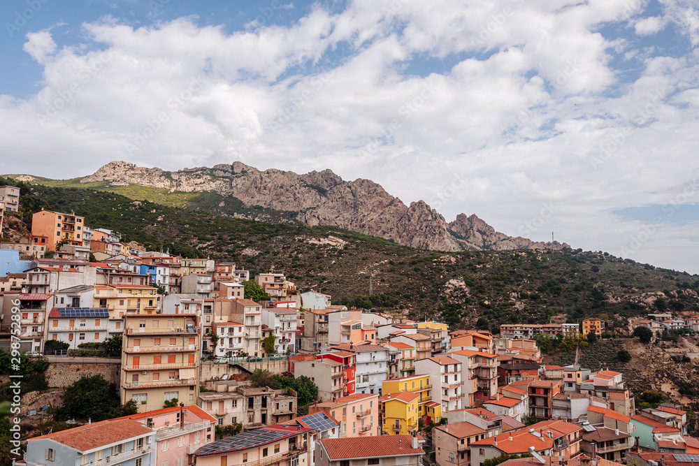 VILLAGRANDE STRISAILI, ITALY / OCTOBER 2019: scenic panoramic view of the town with the highest number of living centenaries people