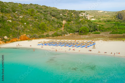 Beach Cala en Porter on Menorca, Balearic Islands, Spain.