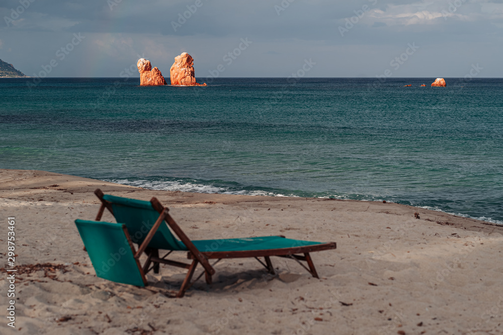 The wonderful Cea beach with red rocks in Ogliastra, Sardinia The wonderful Cea beach with red rocks in Ogliastra, Sardinia