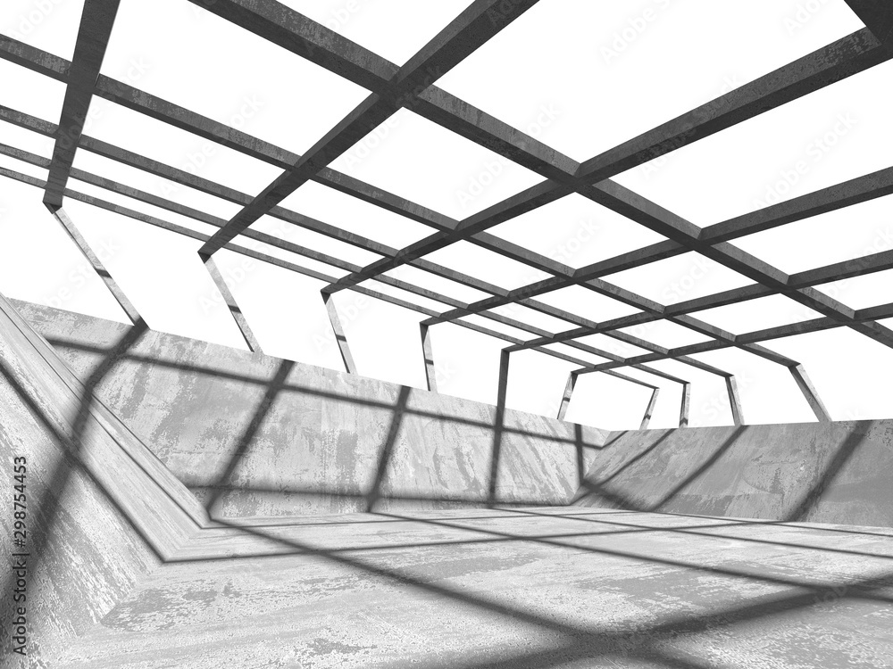 Dark concrete empty room. Modern architecture design Dark concrete empty room. Modern architecture design