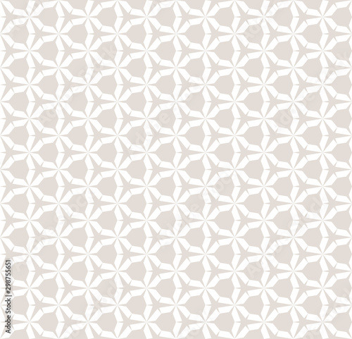 Subtle white and beige vector seamless geometric pattern with hexagonal grid
