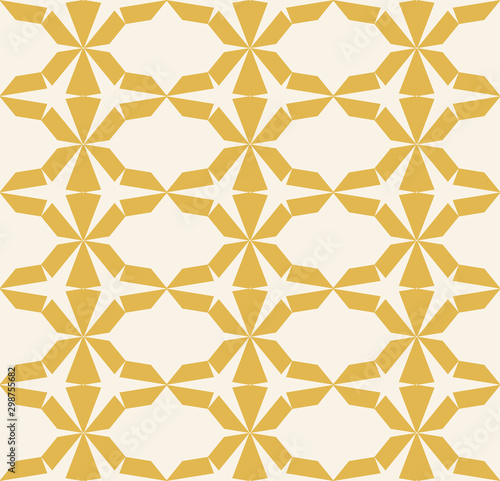 Vector seamless geometric pattern. Yellow texture with triangles, hexagonal grid