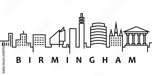 Birmingham cityscape illustration. Simple line, outline vector of city landscape icons for ui and ux, website or mobile application on white background