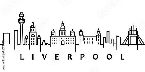 Liverpool cityscape illustration. Simple line, outline vector of city landscape icons for ui and ux, website or mobile application on white background