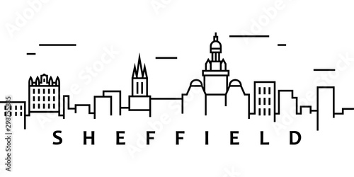 Sheffield cityscape illustration. Simple line, outline vector of city landscape icons for ui and ux, website or mobile application on white background photo