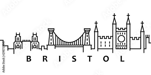 Bristol cityscape illustration. Simple line, outline vector of city landscape icons for ui and ux, website or mobile application on white background