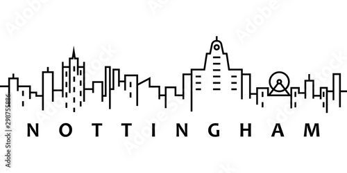 Nottingham cityscape illustration. Simple line, outline vector of city landscape icons for ui and ux, website or mobile application on white background