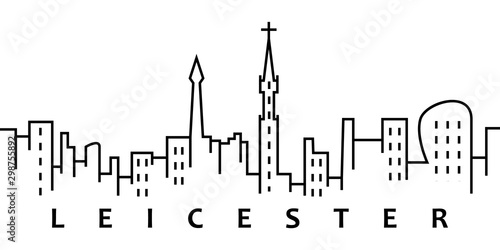 Leicester cityscape illustration. Simple line, outline vector of city landscape icons for ui and ux, website or mobile application on white background