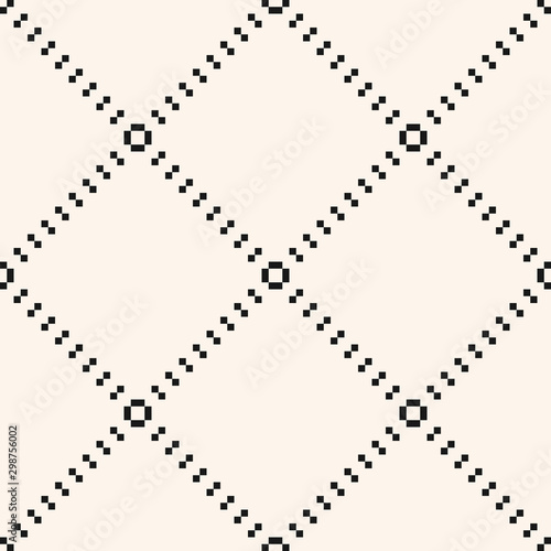 Simple vector minimalist seamless pattern with tiny squares in diagonal grid