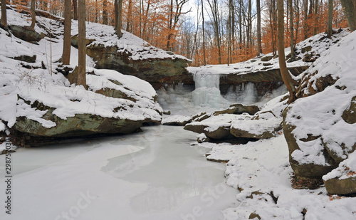 Blue Hen Falls Frozen in Winter